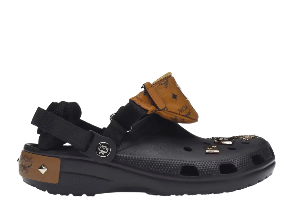 Crocs Classic Clog MCM Visetos Belt Bag Black Cognac Gold US M 9